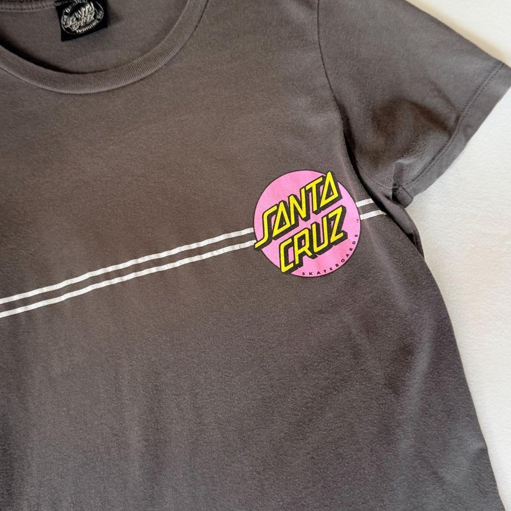 Santa Cruz Skateboards Charcoal Grey Classic Dot Graphic Tee Pink Yellow Small